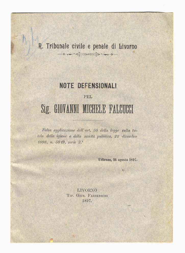 Note defensionali pel Sig. Giovanni Michele Falcucci.