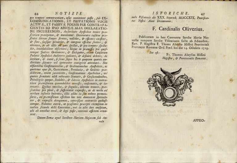 Notizie istoriche riguardanti il Capitolo esistente nel Convento de' Padri …