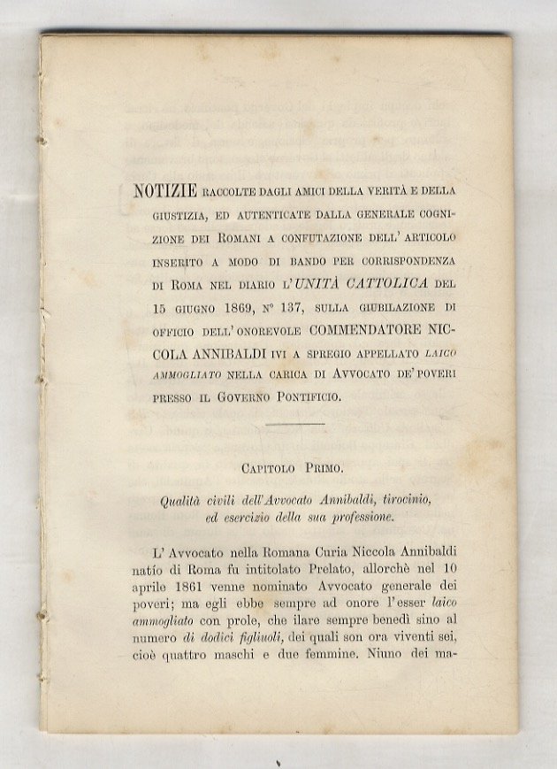 NOTIZIE raccolte dagli amici della verità e della giustizia ed …