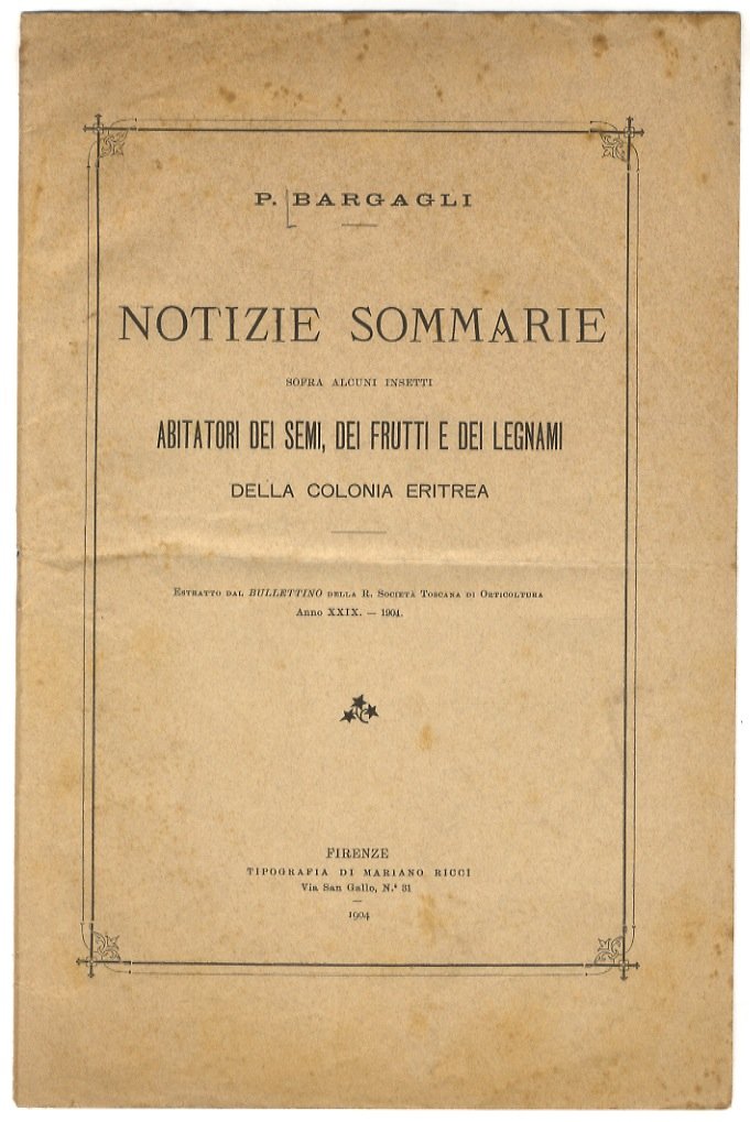 Notizie sommarie sopra alcuni insetti abitatori dei semi, dei frutti …