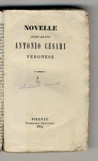 Novelle dell'abate Antonio Cesari veronese. | Immagine principale