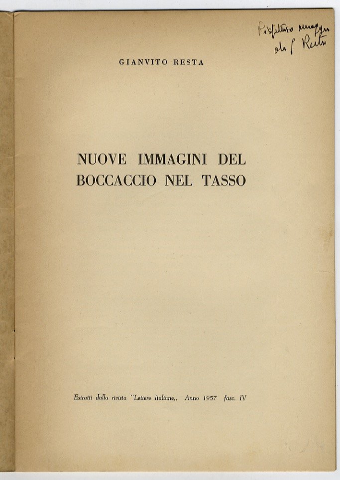 Nuove immagini del Boccaccio nel Tasso.
