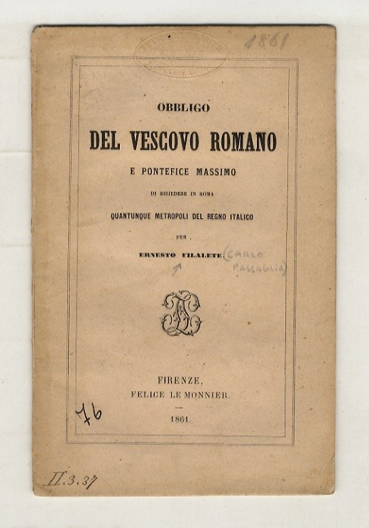 Obbligo del Vescovo Romano e Pontefice Massimo di risiedere in …