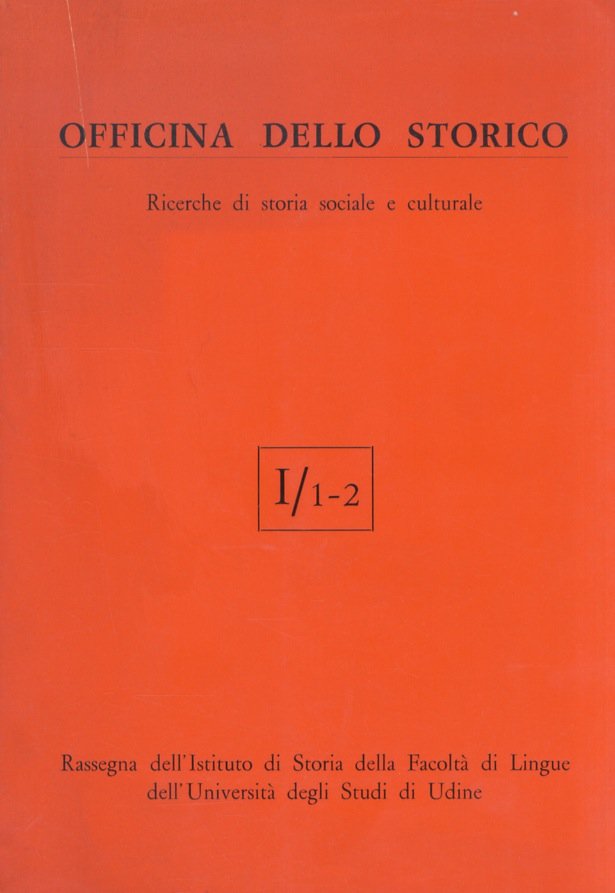 OFFICINA dello storico. Ricerche di storia sociale e culturale. I/1-2. | Immagine principale