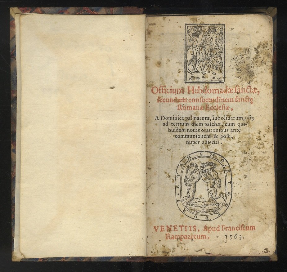 Officium hebdomadae sanctae, secundum consuetudinem Sancte Romanae Ecclesiae. A Dominica …