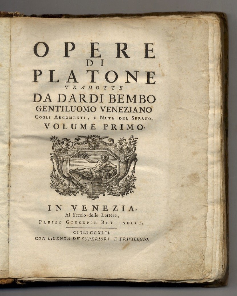 Opere di Platone tradotte da Dardi Bembo gentiluomo veniziano cogli …