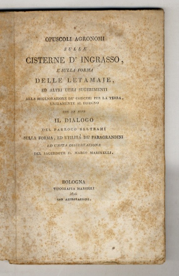OPUSCOLI agronomi sulle cisterne d'ingrasso e sulla forma delle letamaje … | Immagine principale