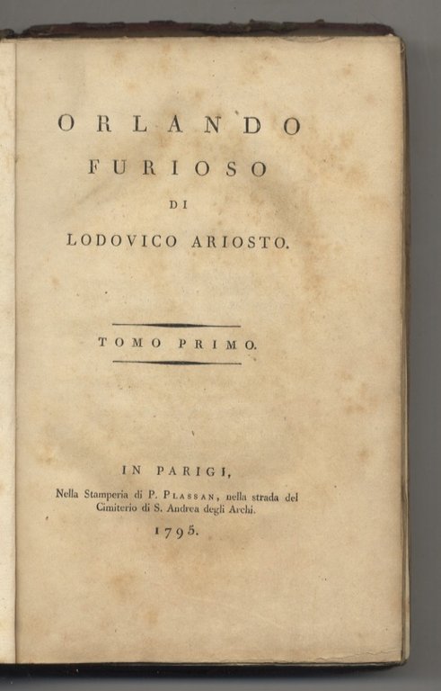 Orlando furioso di Lodovico Ariosto. Tomo primo [-secondo].