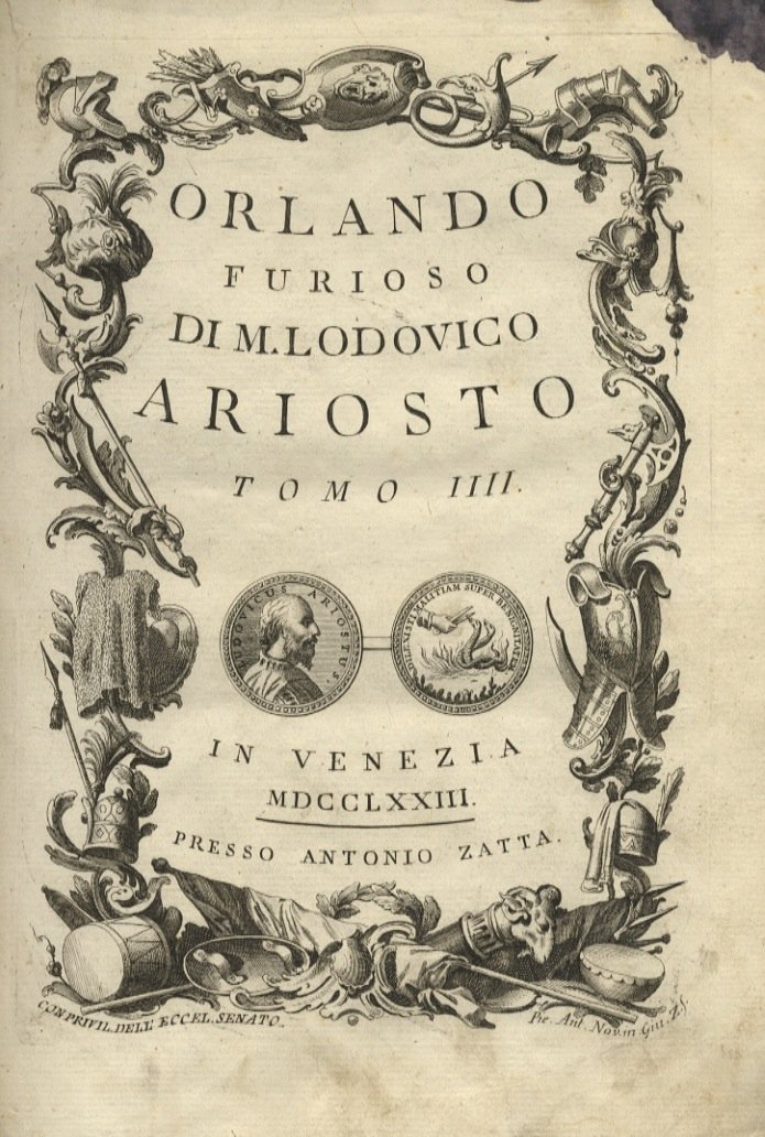 Orlando Furioso di M. Lodovico Ariosto. Tomo IIII.