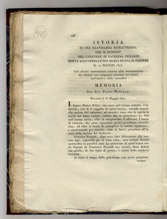 Osservazioni anatomico-patologiche [.] [Legato con:] MASCAGNI Paolo. Istoria di una … | Immagine Gallery 2
