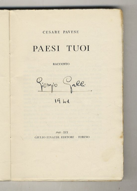 Paesi tuoi, racconto.