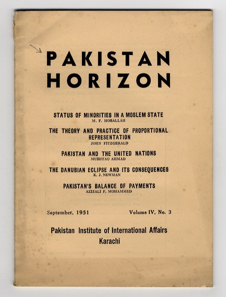 PAKISTAN Horizon. Volume IV, No. 3.September 1951.