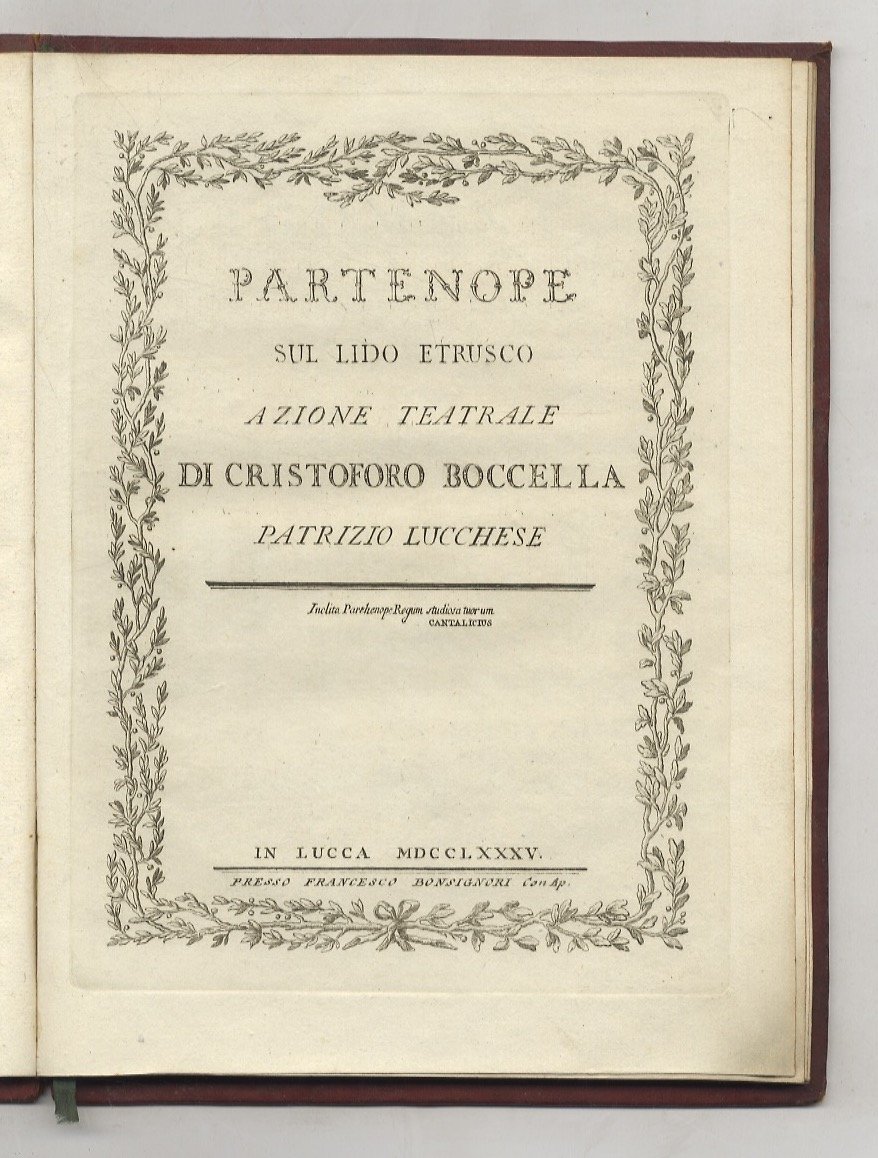 Partenope sul lido etrusco. Azione teatrale di Cristoforo Boccella patrizio …