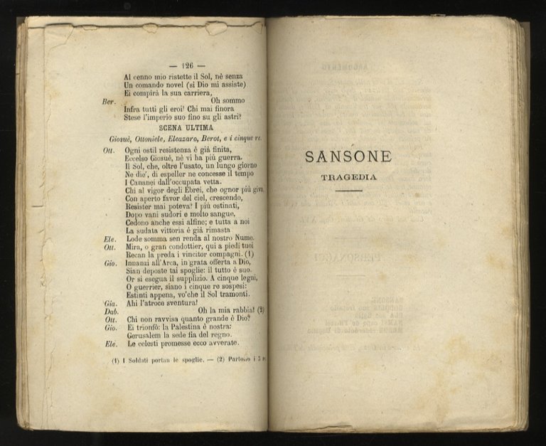 Passaggio del Mar Rosso, tragedia. Giosuè, tragedia. Sansone, tragedia. Assalone, …