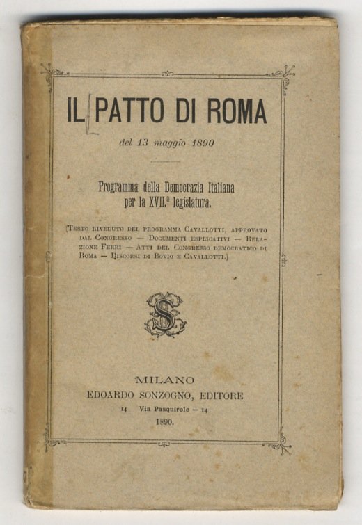 Patto (Il) di Roma del 13 maggio 1890. Programma della …