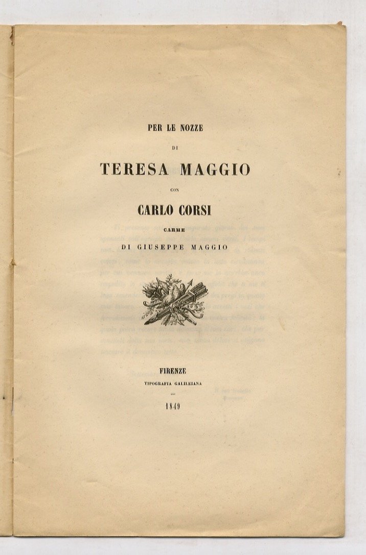 Per le nozze di Teresa Maggio con Carlo Corsi. Carme …