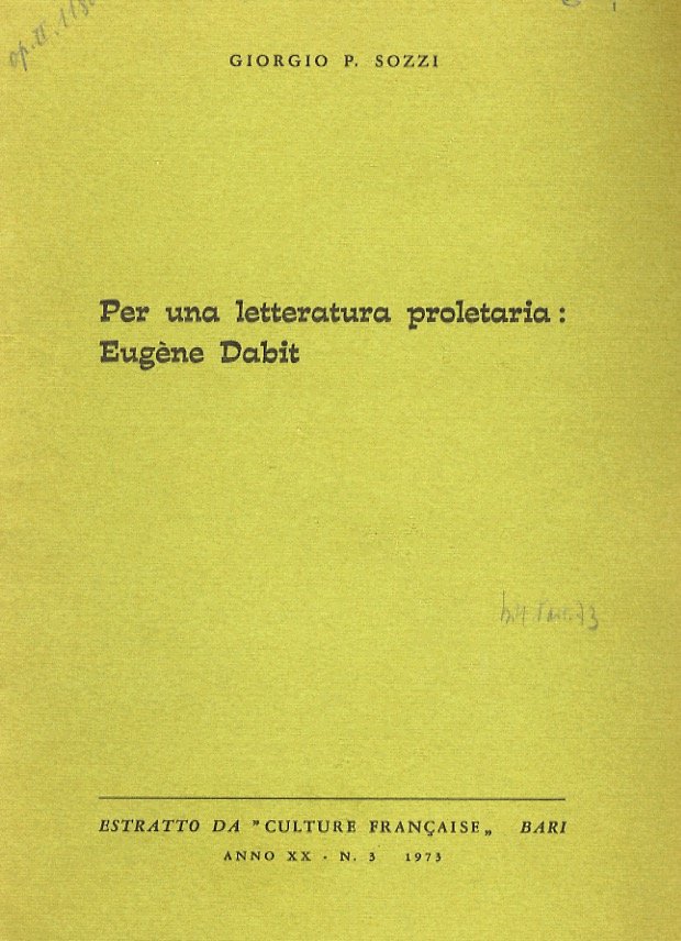 Per una letteratura proletaria: Eugène Dabit.