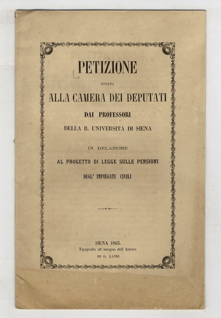 PETIZIONE inviata alla Camera dei Deputati dai professori della R.Università … | Immagine principale