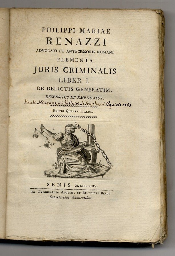 Philippi Mariae Renazzi elementa juris criminalis. Liber I de delictis … | Immagine principale