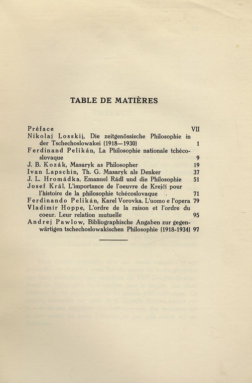 Philosophie (La) Tchécoslovaque contemporaine. (Préface de Boris Jakovenko).