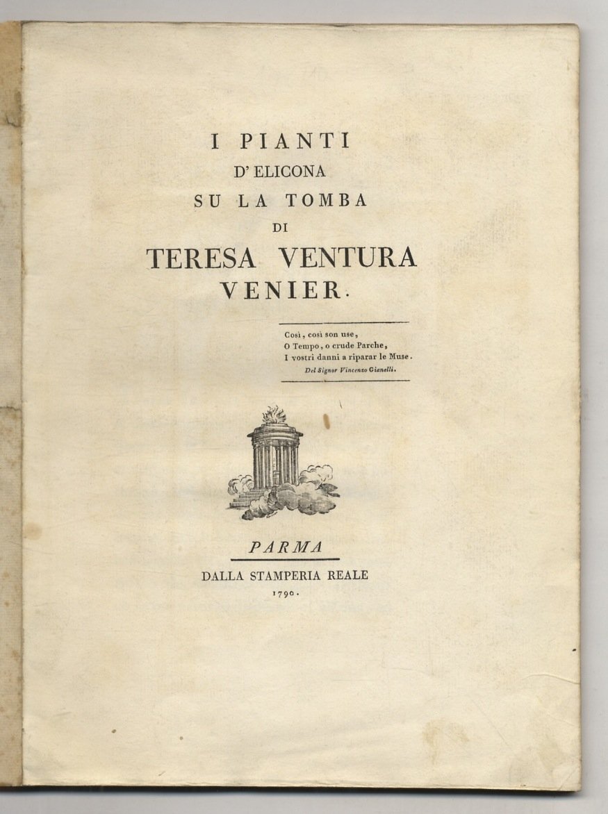 PIANTI (I) d'Elicona su la tomba di Teresa Ventura Venier.