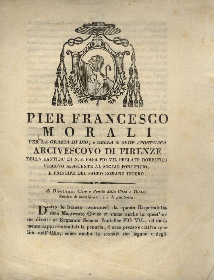 Pier Francesco Morali per la grazia di Dio e delle …