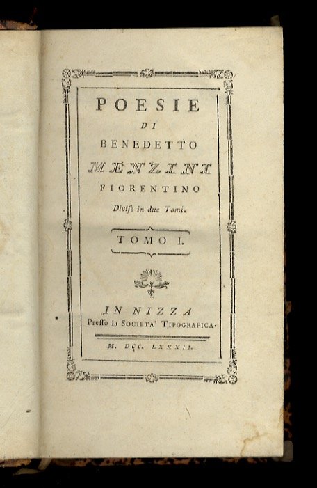 Poesie di Benedetto Menzini fiorentino. Diviso in due tomi. Tomo …