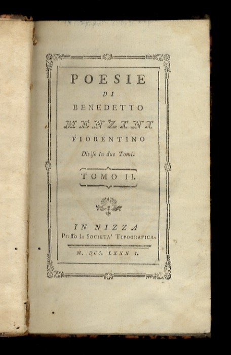 Poesie di Benedetto Menzini fiorentino. Diviso in due tomi. Tomo …