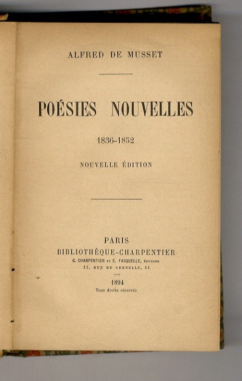 Poésies nouvelles: 1836 à 1852. Nouvelle édition. (Rolla - Les …