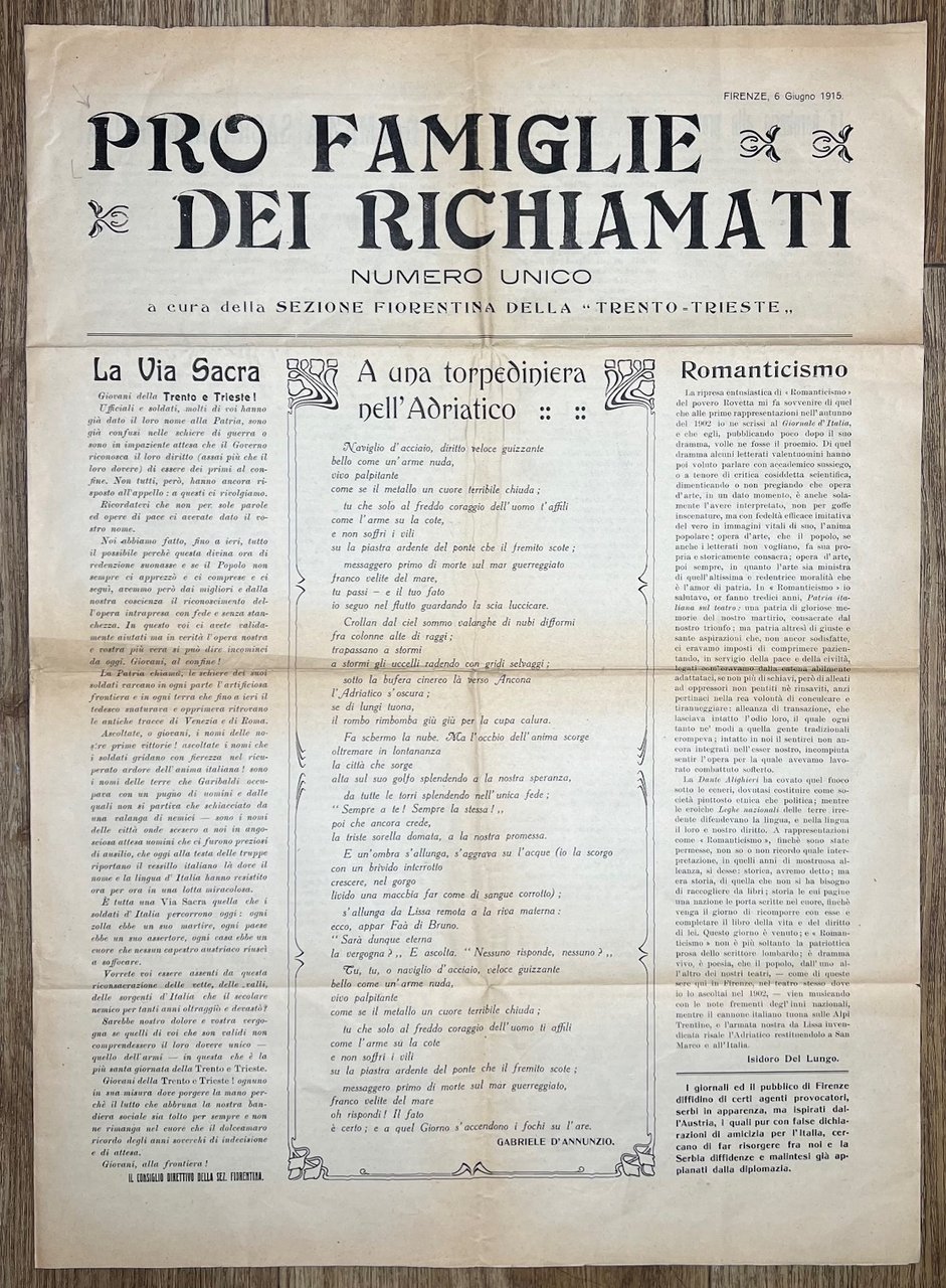 PRO famiglie dei richiamati. Numero unico. A cura della sezione …