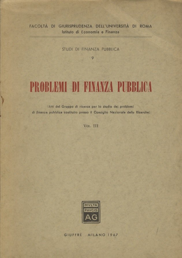 Problemi di finanza pubblica. (Atti del Gruppo di ricerca per … | Immagine principale