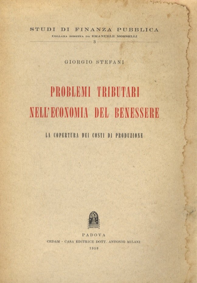 Problemi tributari nell'economia del benessere. La copertura dei costi di …