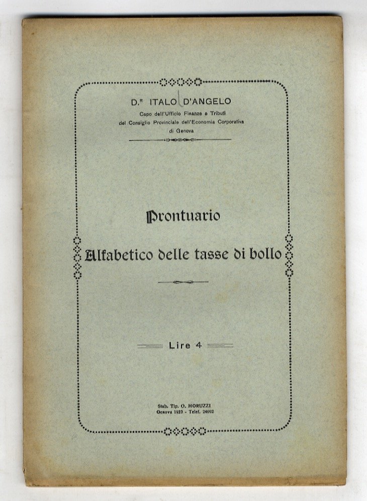 Prontuario alfabetico delle tasse di bollo.