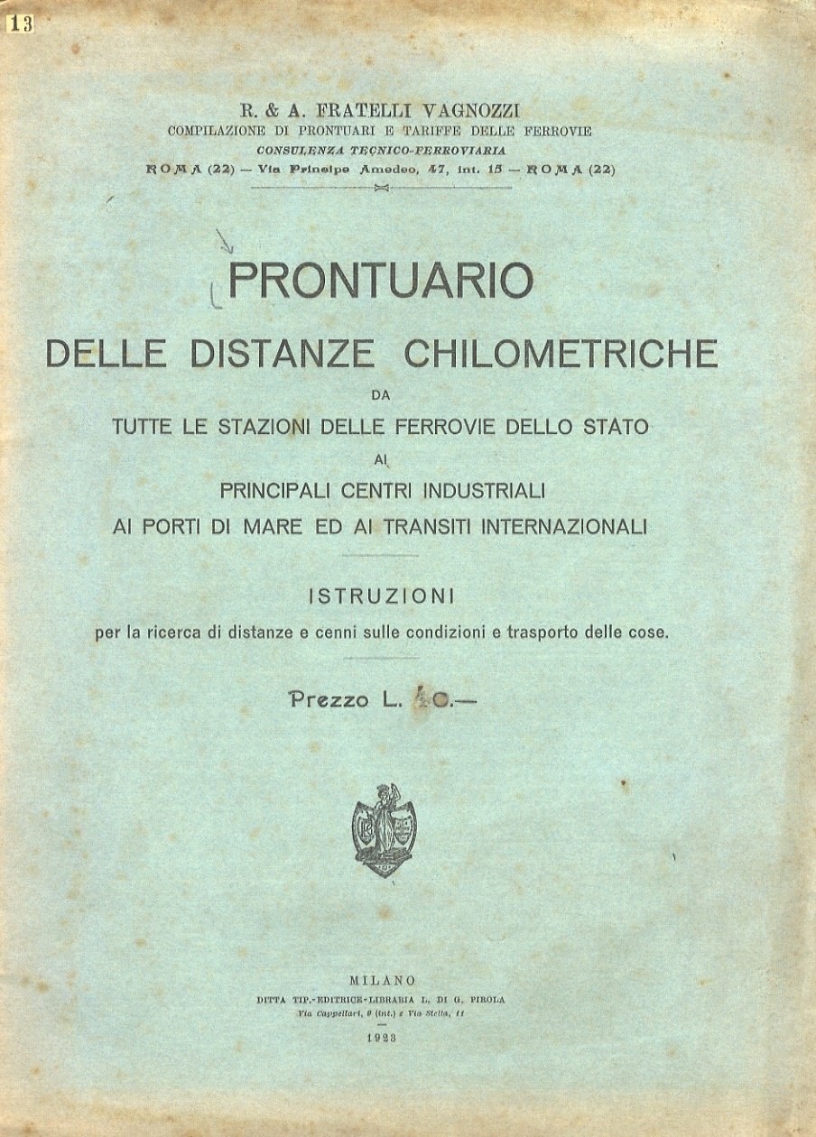 PRONTUARIO delle distanze chilometriche da tutte le stazioni delle Ferrovie …