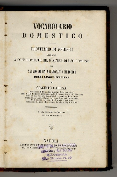 Prontuario di vocaboli attenenti a cose domestiche, e altre di …