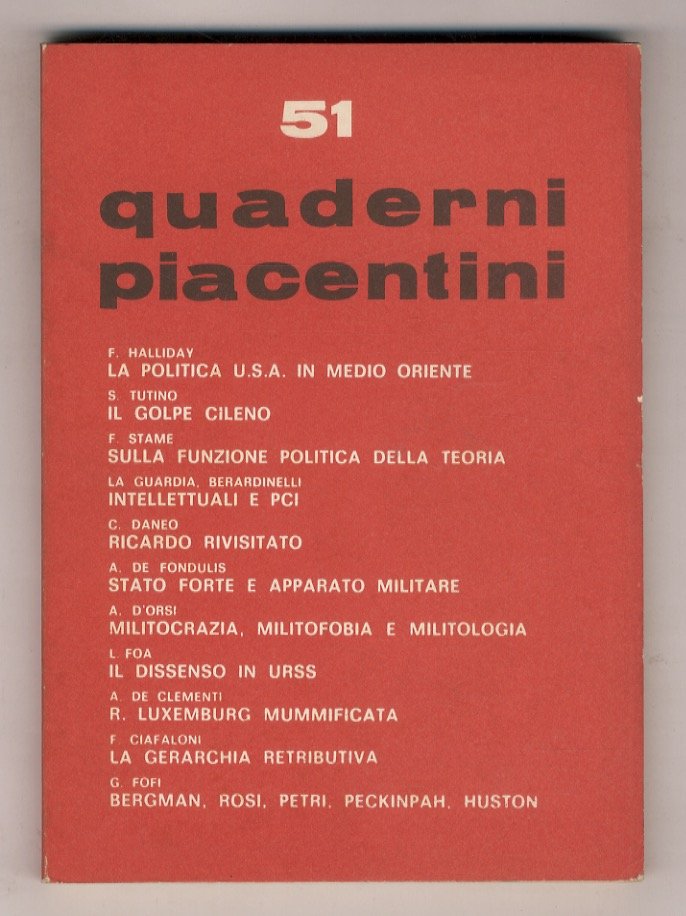Quaderni Piacentini. Periodo bimestrale. Comitato di direzione: L. Baranelli, B. …
