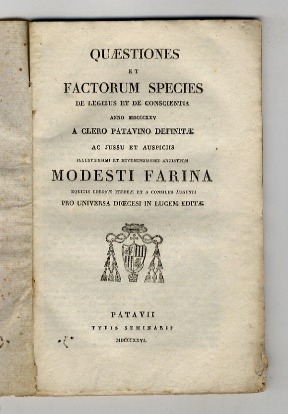 QUAESTIONES et factorum species de legibus et de conscientia anno …