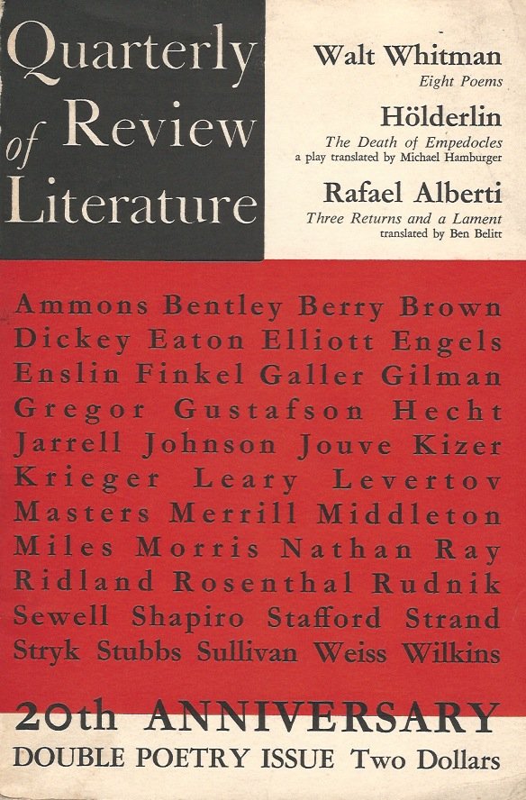Quarterly Review of Literature. Editors: T. & R. Weiss. 20th …