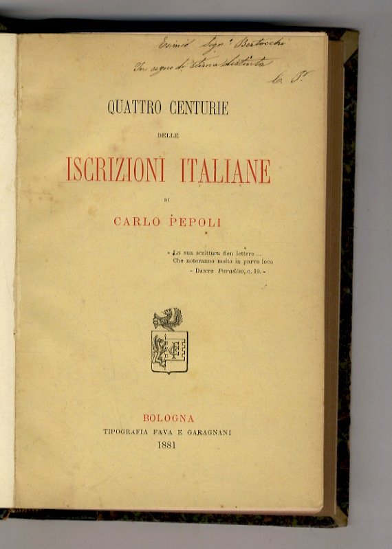 Quattro Centurie delle Iscrizioni Italiane.