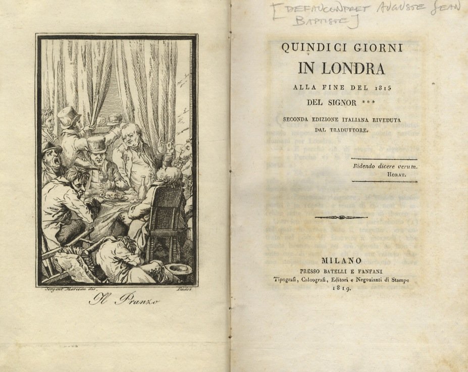 Quindici giorni in Londra alla fine del 1815 del Signor …