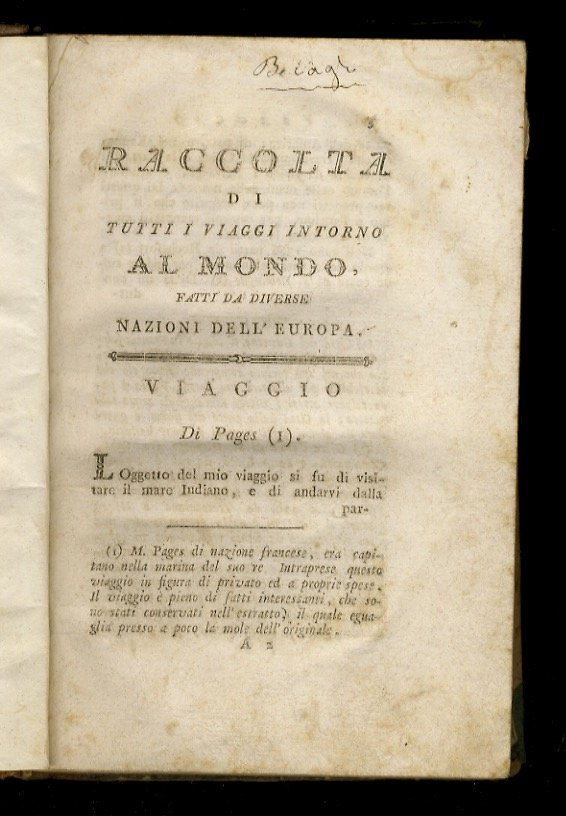 [Raccolta di tutti i viaggi fatti intorno al mondo da …