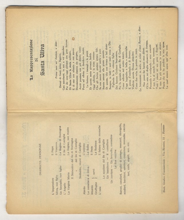 Rappresentazione (La) di Santa Uliva. Maggio Fiorentino - Anno XI.