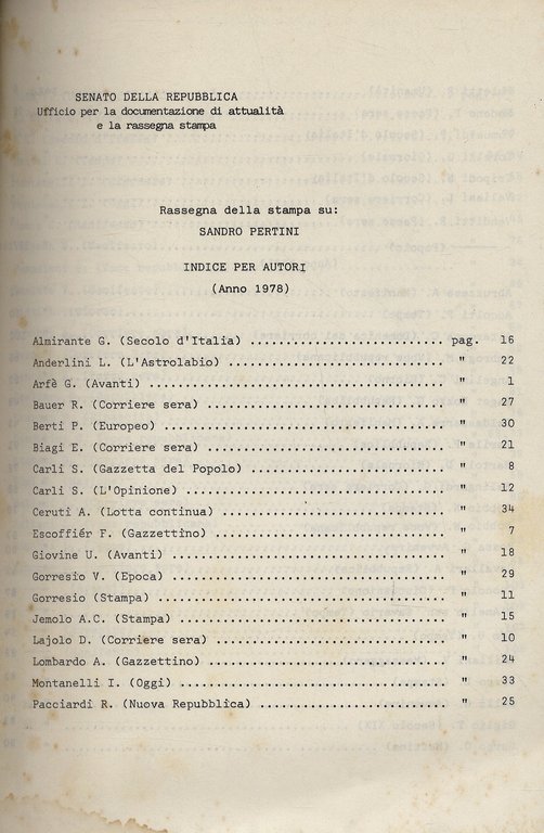 Rassegna della stampa su: Sandro Pertini.