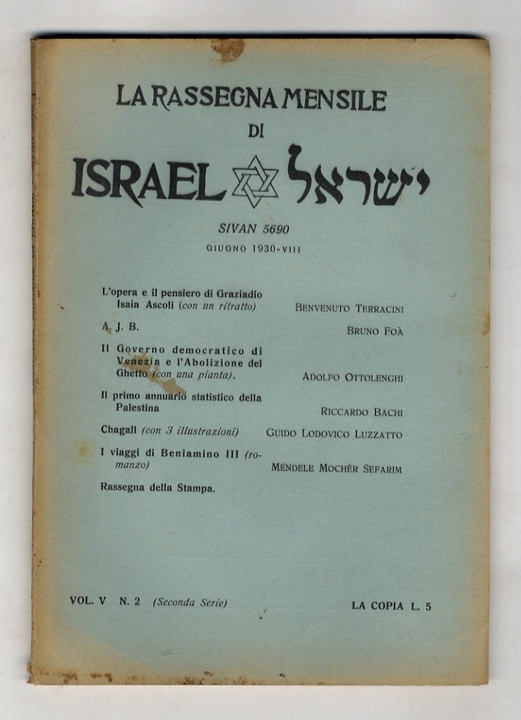 RASSEGNA (LA) mensile di Israel. Vol. V., N. 2. Sivan …