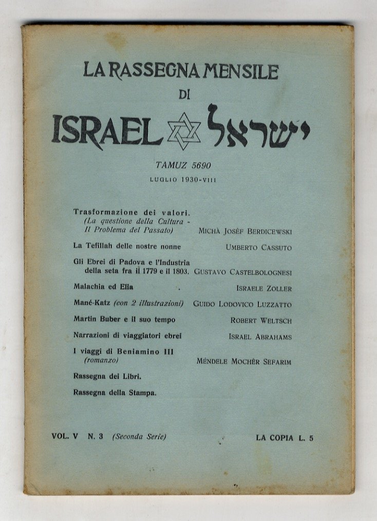 RASSEGNA (LA) mensile di Israel. Vol. V., N. 3. Tamuz …