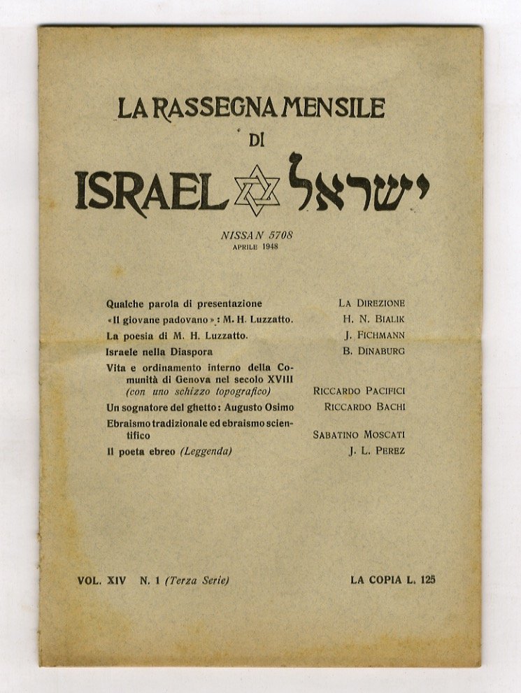 RASSEGNA (LA) mensile di Israel. Vol. XIV. Dal n. 1 …