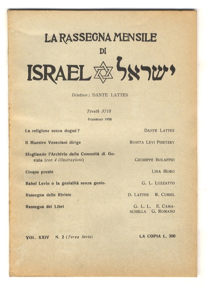 RASSEGNA (LA) mensile di Israel. Vol. XXIV. Dal n. 1 …