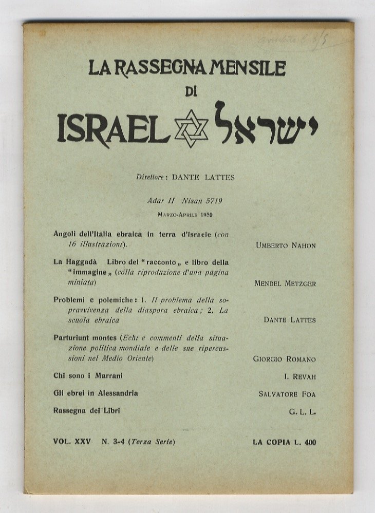 RASSEGNA (LA) mensile di Israel. Vol. XXIV. Dal n. 1 …
