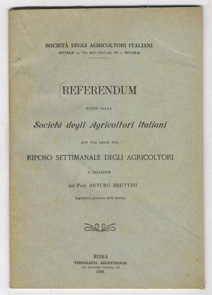 Referendum fatto dalla Società degli Agricoltori Italiani per una legge …