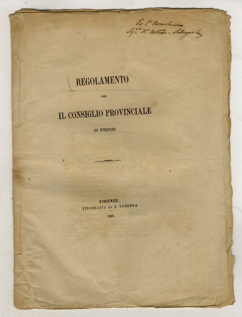 REGOLAMENTO per il Consiglio Provinciale di Firenze.